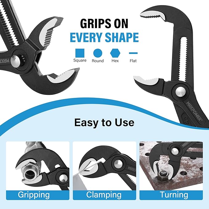 MAXPOWER 16 inch Water Pump Pliers with 3 inch Jaw Capacity Opening Push Button Tongue and Groove Pliers