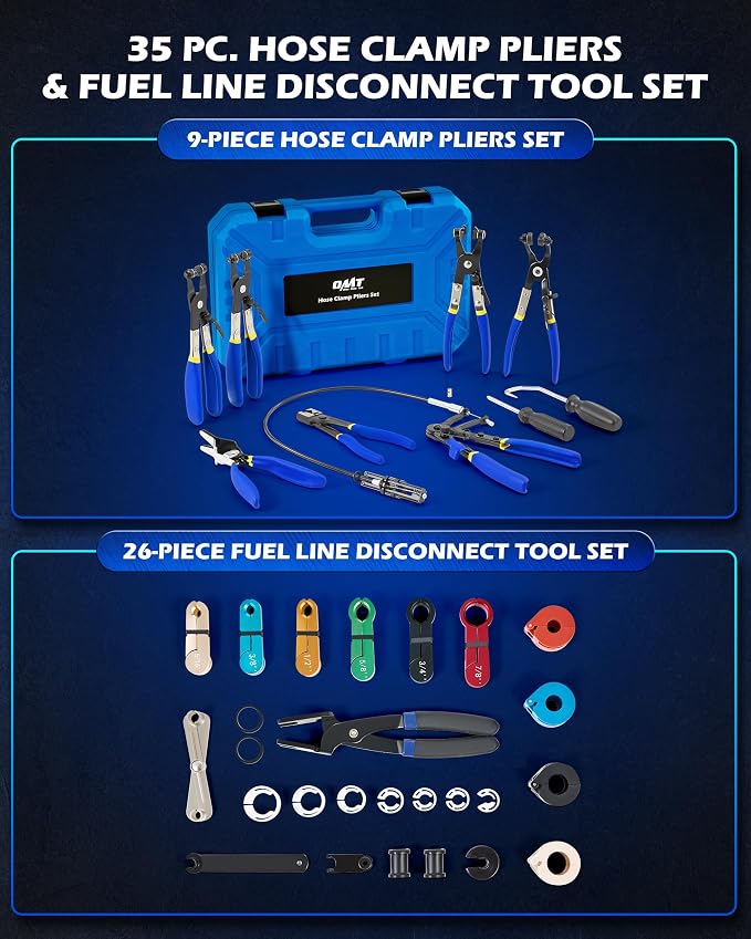 OMT 35pc Master Disconnect & Hose Clamp Pliers Tool, Car AC Fuel Line Kit