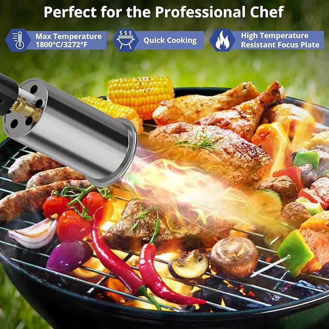 Sondiko Powerful Grill & Cooking Propane Torch L8010, Sous Vide, Campfire Starter, Adjustable Wood Torch Burner for Searing Steak, BBQ, Welding(Red & Black) Propane Tank Not Included
