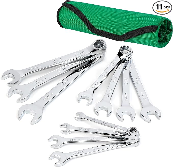 SK Tools USA 11 Piece, 6 Point Metric SuperKrome® Combination Wrench Set | SK01487A