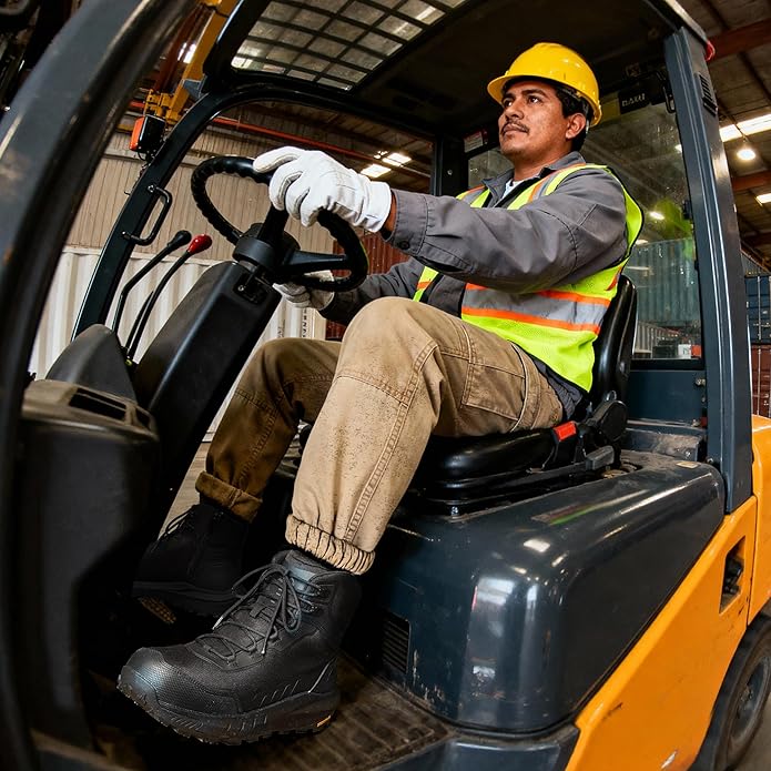NORTIV 8 Composite Toe Boots for Men ASTM F2413-24 Safety Work Boots Lightweight Anti-Fatigue Non-Slip with Zipper for Warehouse Construction, Terrascope-nano