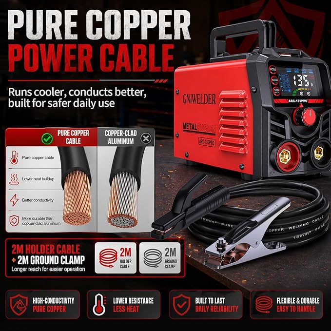 135A Mini Stick Welder 110V – Portable Arc Welder for Home DIY & Household Repairs, Weld 1/16″ to 1/8″ Steel, Easy Arc Start & Anti-Stick for Beginner, Includes Gloves & 20 Rods,4.4 lbs IGBT inverter
