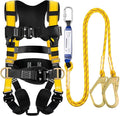 TRSMIMA Safety Harness Fall Protection - Harness Kit for Men Construction | Fall Arrest Roofing Harness Kit Men Full Body Harness with Lanyard for Work Upgrade 4 Quick Buckles Orange