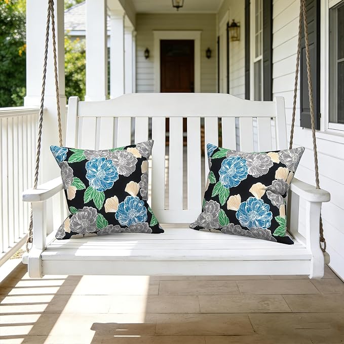 LVTXIII Outdoor Pillows 20x20 Inch, 2 Pack Large Decorative Square Throw Pillows with Inserts for Couch, Bed, Floor Seating, Patio Furniture, Sketch Peony