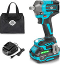 1/2" Cordless Impact Wrench Kit, 630N.m (465Ft.lb) Brushless Impact Gun with 4.0Ah Battery and Fast Charger, 3-Mode Speed, 2500RPM 20V Power Impact Driver Electric Impact Wrench with LED Light for Car