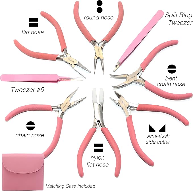 The Beadsmith Fashion Color Pliers, Jewelry Making Supply Set of 8