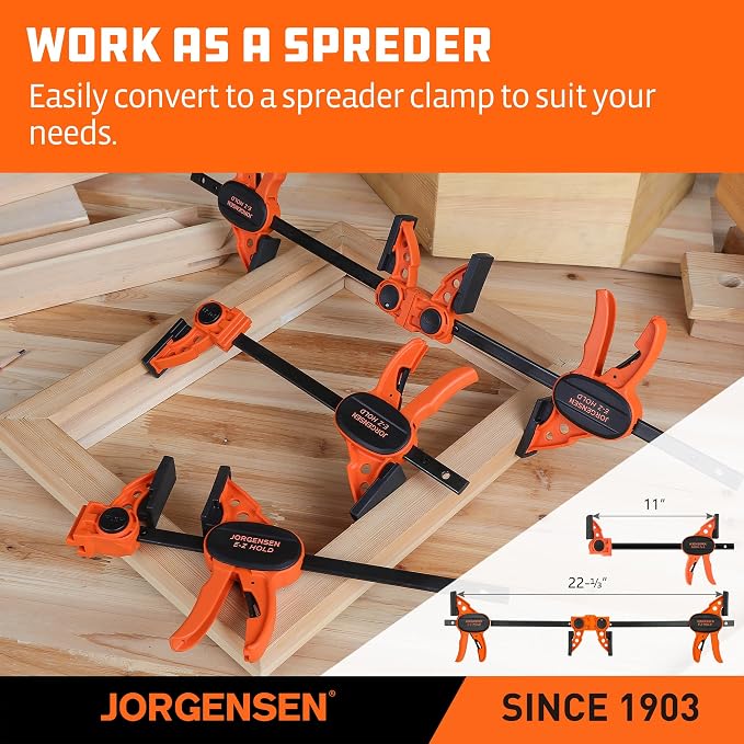 JORGENSEN E-Z Hold 2-Pack 6" 200LBS Light Duty Woodworking Bar Clamps