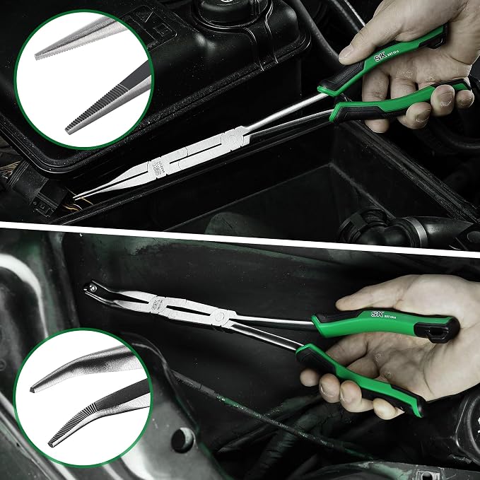 SK 2-Piece Long Needle Nose Pliers, 13'' Double Compound Long Nose Pliers