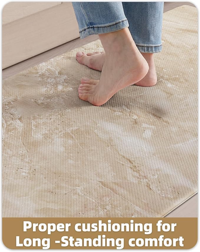 Color&Geometry Marble Kitchen Mats for Floor 24x87, Non Slip Wide & Large Kitchen Runner Rug, Easy Clean, Oil & Water Resistant, Anti Fatigue Foam Standing Mat for Sink, Laundry, Office, Gold