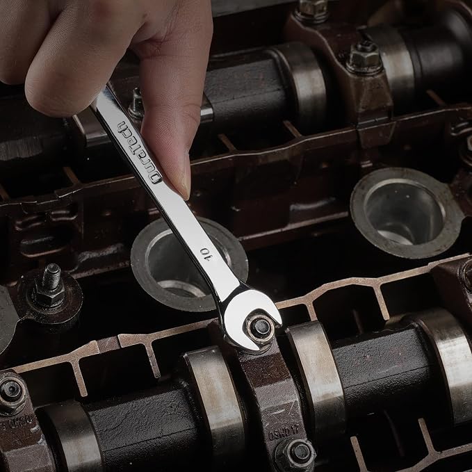DURATECH 10mm Combination Wrench, Metric | CR-V Constructed, Mirror Polish, 12-Point, 15-Degree Offset