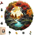 MEATRN Tree River 200 Pieces Wooden Puzzles for Adults - Autumn Landscape Jigsaw Puzzle with Colorful Trees and Flowing River, Family Night Fun, 11.2x11.1 in