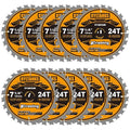 7-1/4 Inch Circular Saw Blade, 24T for Framing with 5/8" Arbor, Fast Wood Cutting, 10-Pack