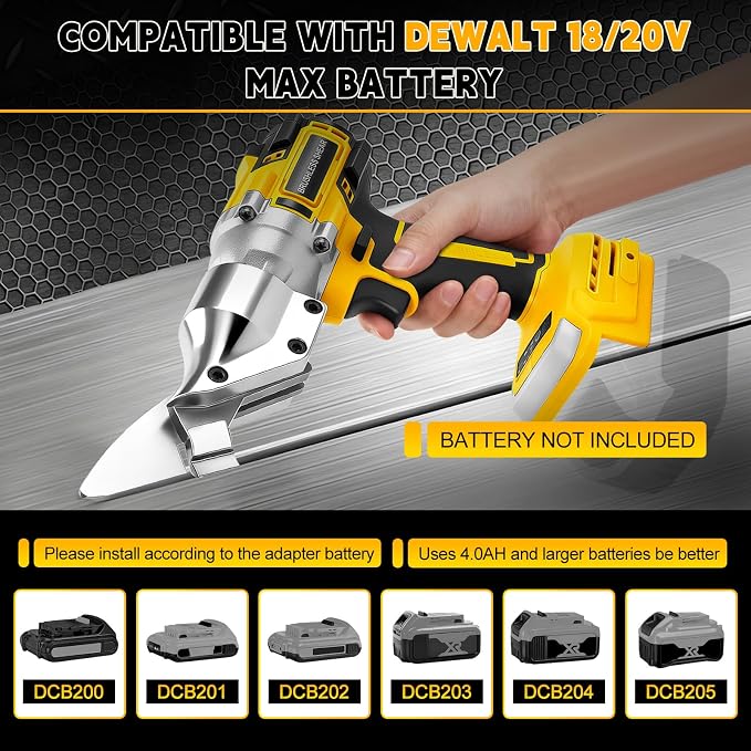 Brushless Cordless Metal Shear Compatible with DEWALT 20v Max Battery 133 ft·lb Torque Cuts up to 14GA Metal/Iron 360 Degree Pivoting Head (Tool Only)