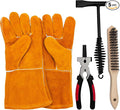 VASTOOLS Welding Accessories,Welding Chipping Hammer, Leather Welding Gloves 13.5",6-in-1 Welpers Pliers 7",Wire Brush 11",for Welder