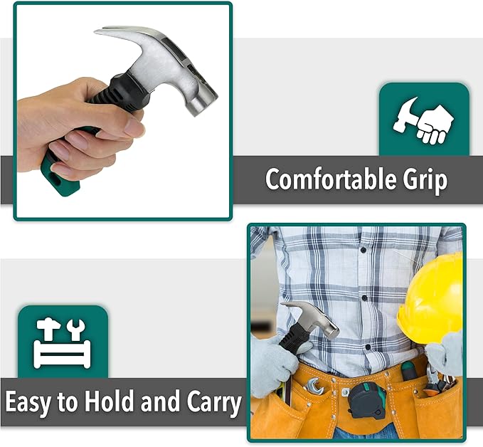 Mr. Pen- Claw Hammer, 8oz, Dark Green, Magnetic, Small Claw Nail Hammer for Women for Camping, Wood Working, House Repairs, Claw, Stubby, Tack