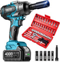 Seesii Impact Wrench & 46pcs Socket Wrench Set, 1000N.m (738 Ft-Lbs) Cordless Impact Driver, 1/2" Impact Gun With 21v 2x4.0Ah Battery, Auto/Motorcycle Tool Kit, Wh10 Ultra
