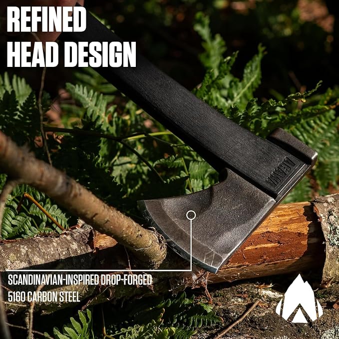 AGAWA ADK26 - Transforming Hatchet & Camping Axe - 2-in-1 Carbon Steel Log Splitter - Camping Gear for Hiking, Fishing, Hunting, Bushcraft, Survival Kit & Bug Out Bag