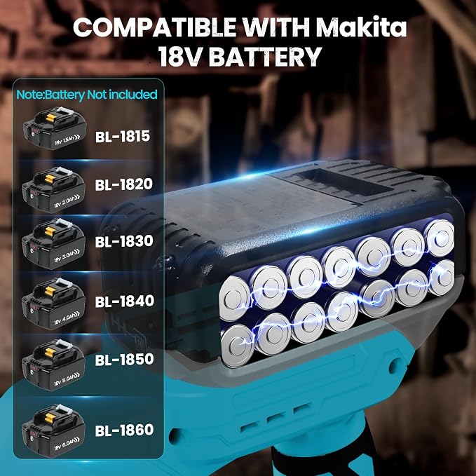Jig Saw Compatible with 18V Battery | Cordless JigSaw with Built-in LED Light, 45 Deg Bevel, 3 Orbital Settings for Straight/Bevel Cutting & Metal(No Battery)