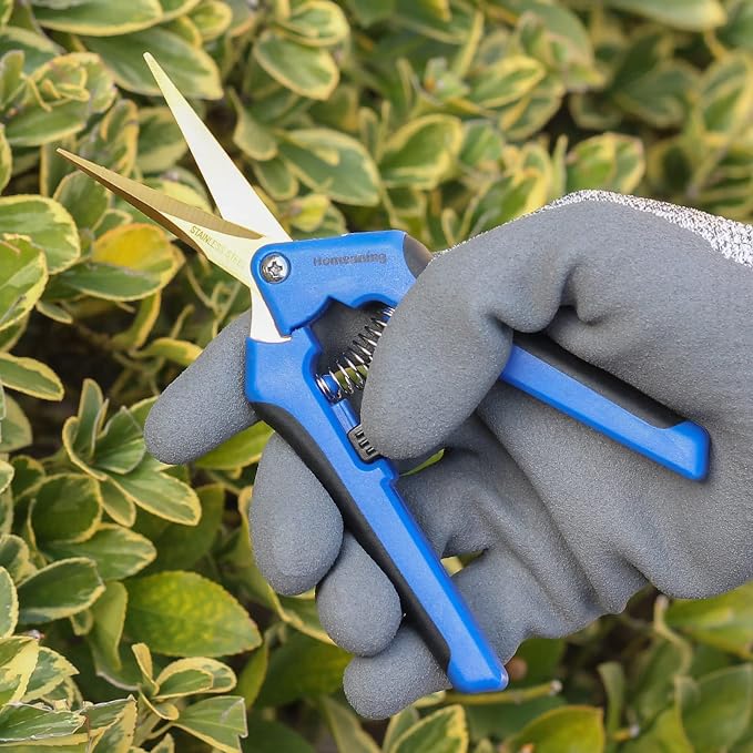 3 Packs Garden Pruning Shears with Curved Blades Trimming Scissors, Gardening Hand Pruning Snips Titanium Coated Precision Bonsai Pruning Shears, Convenient Flower Cutters(Blue)