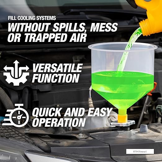 OEMTOOLS 87045 No Spill Coolant Filling Funnel Kit with Coolant Tester, No Spill Coolant Funnel Kit, Coolant Tester Kit