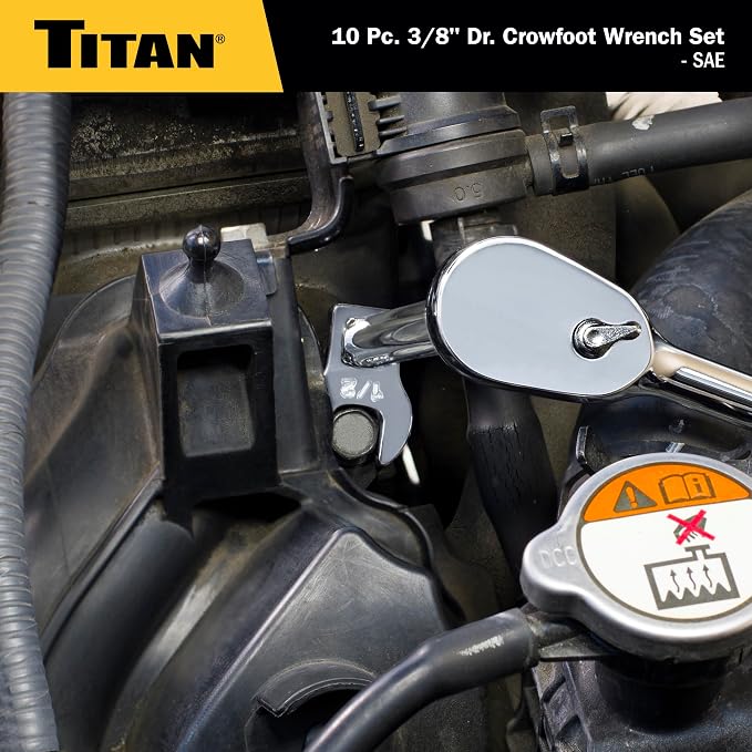 Titan 17294 10-Piece 3/8-Inch Drive SAE Crowsfoot Wrench Set