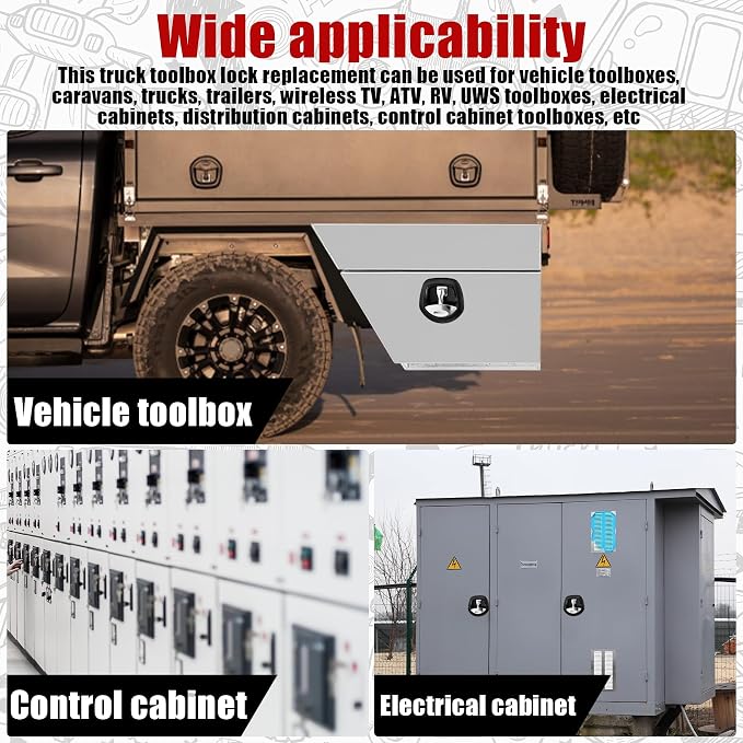 Compression Whale Tail Locks Truck Tool Box Latch Toolbox Fishtail Lock Lever Replacement T Shaped Handle Paddle Lock with Key Suitable for Truck RVs Trailer Box Silver