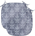 Lunarable Damask Chair Seating Cushion Set of 2, Medieval Repetitive Pattern with Flourish Ornaments, Anti-Slip Seat Padding for Kitchen & Patio, 16"x16", Purpleblue Ceil Blue