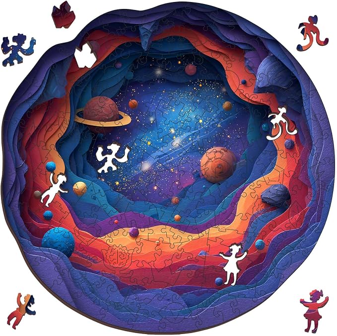 MEATRN 500 Pieces Puzzles for Adults - Solar System Planets Wooden Jigsaw Puzzles, Educational Toys for Adults and Teens, Stress Relief Wood Puzzles Game, Wall Decoration, 16.5x16.4 in