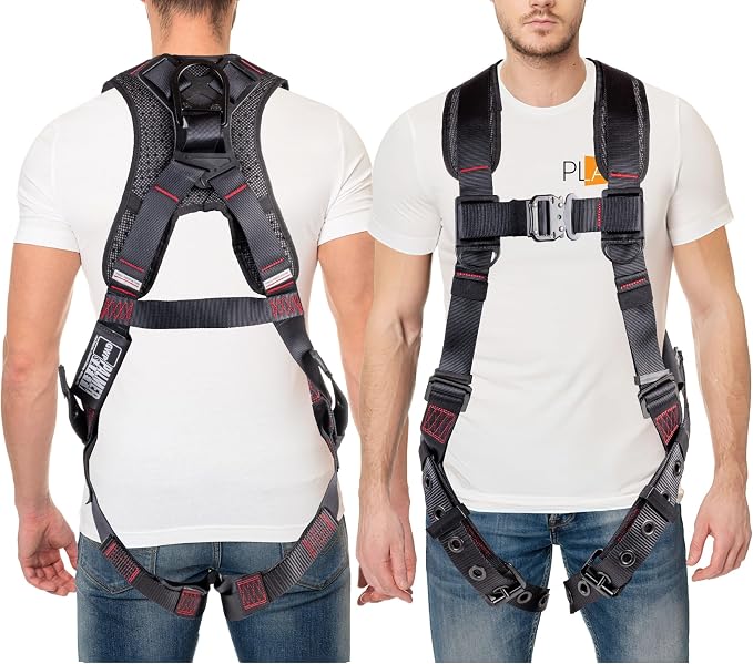 Full Body Harness with 5 Point Adjustment, Dorsal D-ring, Grommet Legs, Two Side D Rings, and Fall Indicators