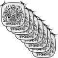 Lunarable Gallus Chair Cushion Pads Set of 8, Polish Floral Design with Roosters Traditional Folk Pattern Easter Celebration, Anti-Slip Seat Padding for Kitchen & Patio, 16"x16", White and Black