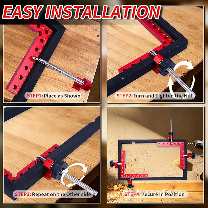 Corner Clamps for Woodworking, 8PCS 90 Degree Right Angle Clamps with Storage Box, 4PCS 5.5" & 4PCS 3.14" Aluminum Alloy Positioning Squares Woodworking Tools for Cabinets, Frames, Drawers