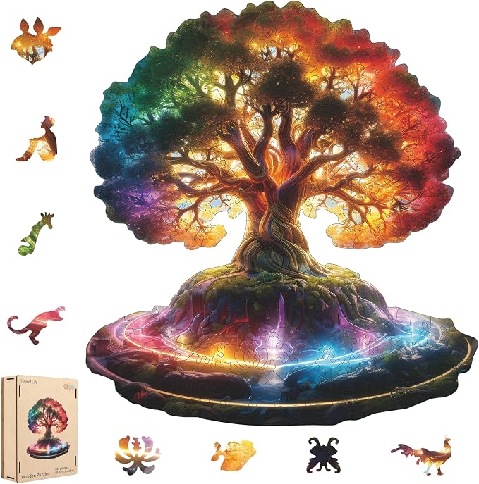 MEATRN Tree of Life 500 Pieces Wooden Puzzles - Plants Wood Jigsaw Puzzle for Adults, Symbol of Growth & Eternity, Collectible Spiritual Gift & Educational Puzzle, 15.3x16.6 in