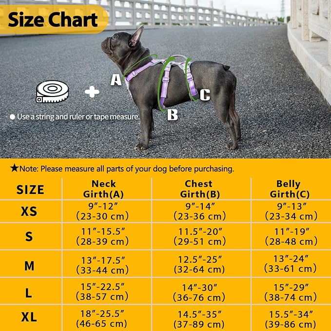 Escape Proof Dog Harness, Secure Dog Harness No Escape,Fully Reflective Harness with Handle,Breathable,Durable,Adjustable Vest for Small Dogs Walking,Training & Running Gear(Lavender Purple,S)