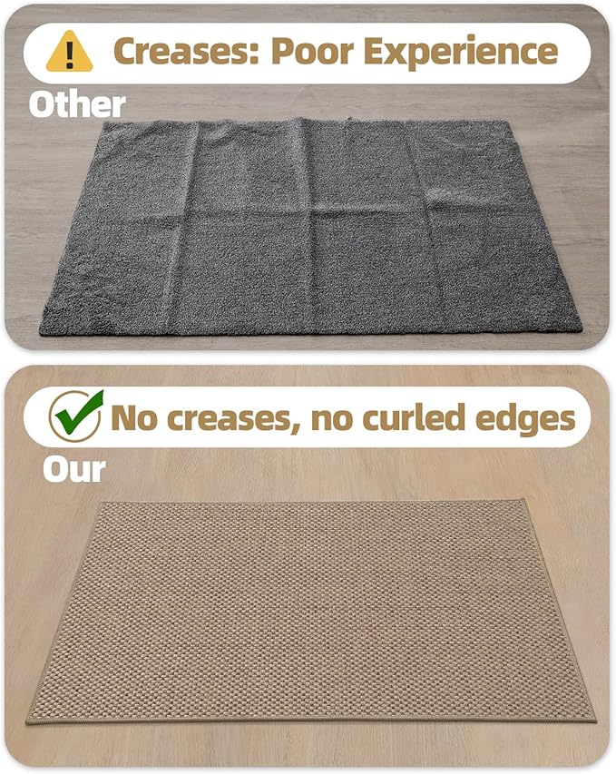 Color&Geometry Kitchen Rugs and Mats Non Slip Washable, Absorbent Woven Kitchen Runner Rug Easy to Clean Kitchen Floor Mats for in Front of Sink, Laundry Room, Hallway, 17”x59”, Dark Beige