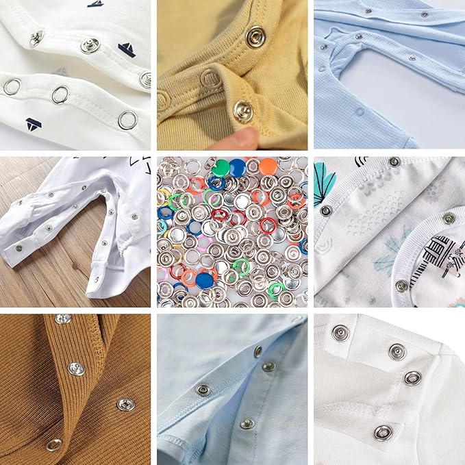 Siziviki 200 Set Snap Button Kit - 9.5mm 10 Colors Snaps for Fabric - Fastener Pliers & Snap Fastener Tool - 100 Hollow & 100 Solid - Suitable for DIY, Sewing, Crafting