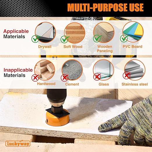 Luckyway Hole Saw Kit Pro, 24PCS Hole Saw Set with 3/4"-6"(19-152mm) 14PCS Hole Saws, Double-Ground Teeth for Clean Cutting, Ideal for Soft Wood, Plywood, Drywall, PVC
