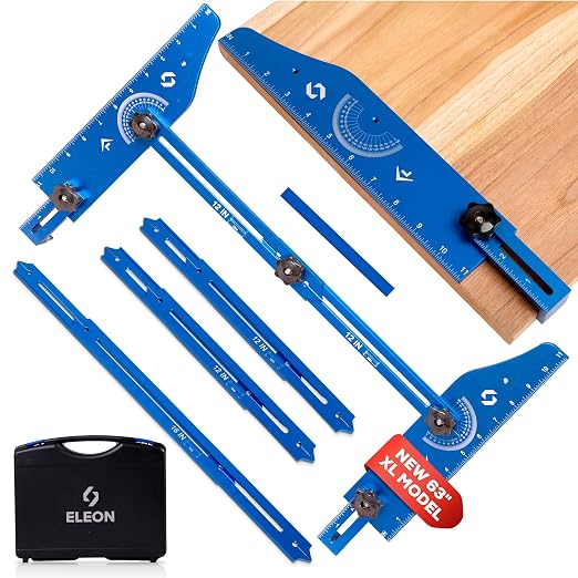 ELEON Stair Tread Template Tool - Aluminum Alloy Jig for Accurately Measuring Angle, Length, & Depth, Stair Gauge - Compatible with Many Types of Layout Projects (Up to 63"), Comes with Sturdy Case