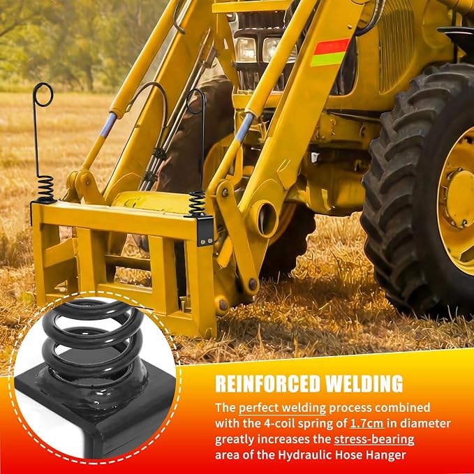 2PCS Tractor Hydraulic Hose Hanger - 0.3" Thick Plate (8cm) Black Hose Holder Clamp, Bolt-On/Weld-On | Rust-Proof & Vibration-Resistant | Perfect for Farm & Outdoor Use