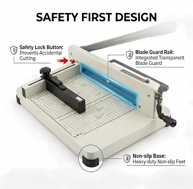 Heavy Duty Paper Cutter Guillotine 12 Inch Cutting Length Capacity Up to 400 Sheets Ideal for Offices Schools Print Shops Professional Quality Trimmer for Precision Cutting