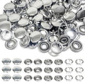 100 Sets Metal Snap Buttons, Sterling Silver Solid Sewing Snaps for Fabric, Prong Snap Button Kits for DIY Crafting Clothing Sewing (9.5mm / 400 PCS)