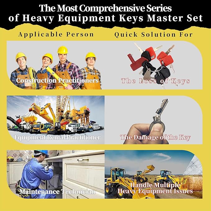 KVI Heavy Equipment Keys Master Set, 47Pcs Fits John Deere Caterpillar CAT Key Kubota Forklift Bobcat Komatsu Takeuchi JCB Volvo etc.