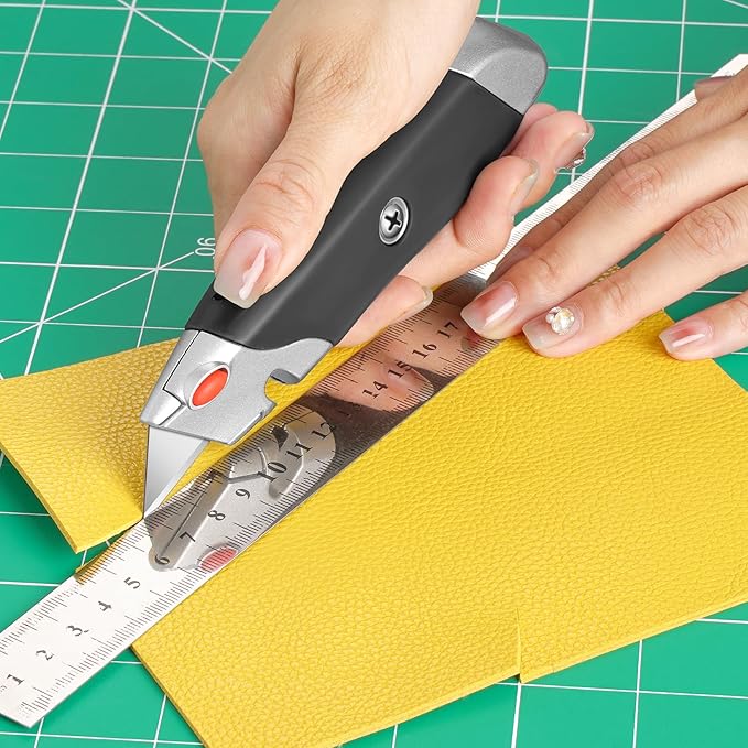 DIYSELF 10Pack Box Cutter, Rubber Handle Utility Knife, Box Cutter Retractable Heavy Duty, Box Cutters Knife for Boxes, cardboard, cartons, Razor Knife for Warehouse, Office, Shaop