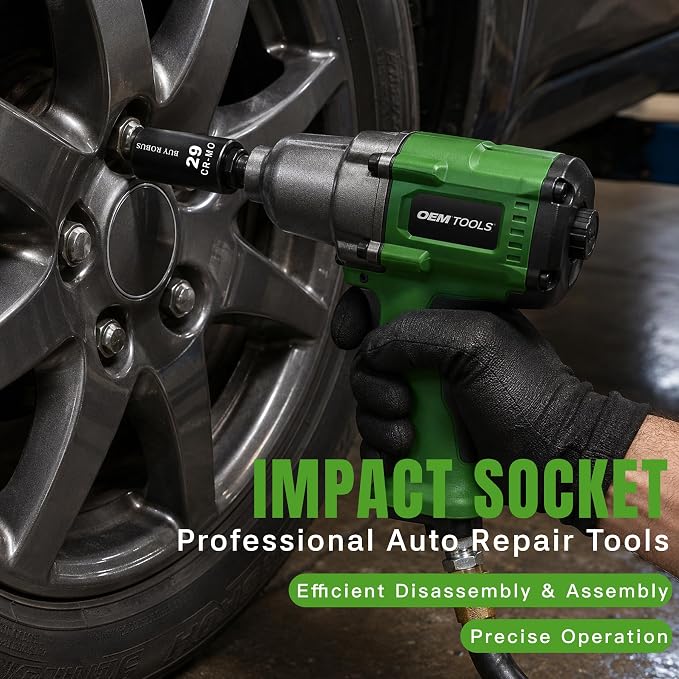 8PCS 1/2" Deep Axle Nut Impact Socket Set, CR-MO, 6 Point Design, Metric, 29,30,32,34,35,36,38,39mm, 1/2 Inch Extra Deep Impact Socket