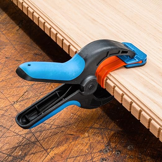 Rockler Medium Spring Clamps (Pair) – Easy Squeeze Bandy Clamps Woodworking for Thinner Stock, & Delicate Moldings – One-Handed Operation Medium Clamps – Easy to Grip Nylon Hand Clamps w/Fiberglass