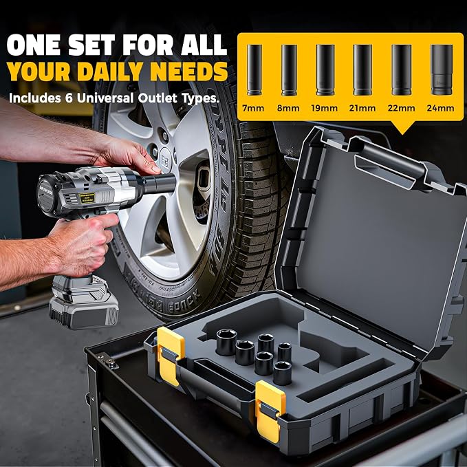 Cordless Impact Wrench 1/2 inch Compatible with DeWalt 20V Battery: 1700FT-LBS High Torque Impact Wrench with 6 Sockets & Case - Brushless Electric Impact Gun LED Work Light, Bare Tool