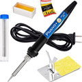 Soldering Iron Kit 60W Adjustable Temperature 5-in-1 Electronics Repair Kit, Solder Wire, Stand, Sponge & Rosin Flux, Fast Heating Soldering Tool for Desoldering, DIY, Circuit Board, Electrical Repair