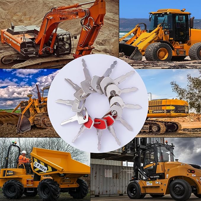 12 Heavy Equipment Keys Master Set, Contractor Machinery Equipment Excavator Dozer Skid Steer Loader Forklift Roller Keys Fit Case JCB 14603 14607 Lucas 1569 JLG 9006
