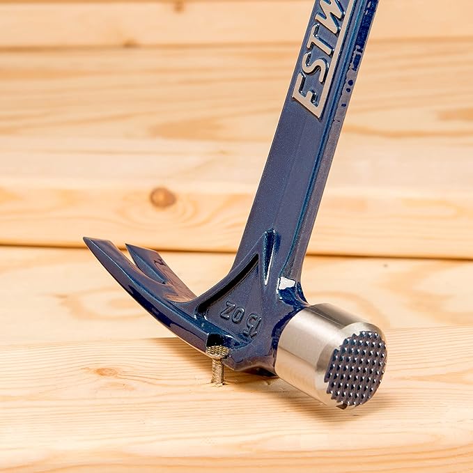 ESTWING Ultra Series Hammer - 15 oz USA Made Rip Claw Framing Hammer with Milled Face & Shock Reduction Grip - E6-15SM
