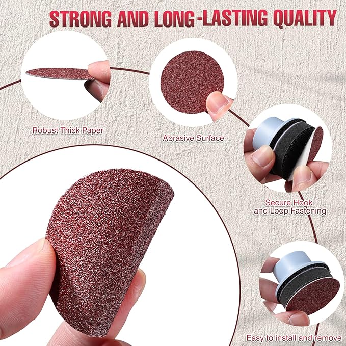 LET'S RESIN LRP-2393 4-in-1 Resin Sander Accessory Kit - 203pcs 2 Inch Hook & Loop Sandpapers, Sanding Disc & 2*Buffing Pads (60/80/100/180/320/600/1000/1500/2000/5000) for Resin Crafts