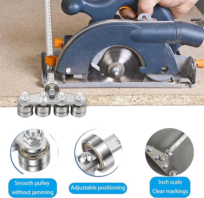 Circular Saw Guide Rail, 24in Positioning Calipers for Circular Saw, Stainless Steel Rip Cut Circular Saw Guide, Adjustable Guide Rail for Woodworking Positioning Cutting